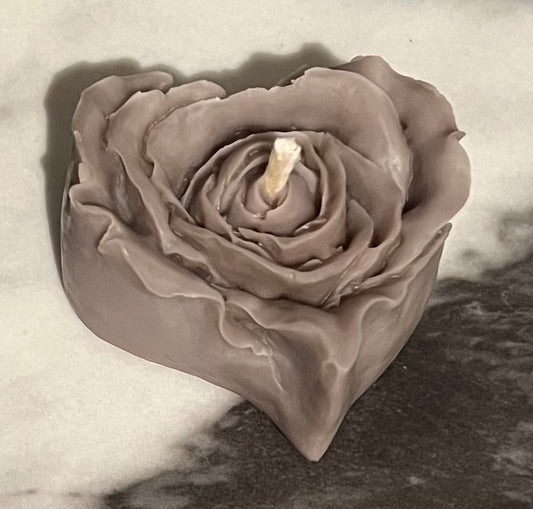 Beeswax Rose Heart Gray Candle-Pumpkin Spice