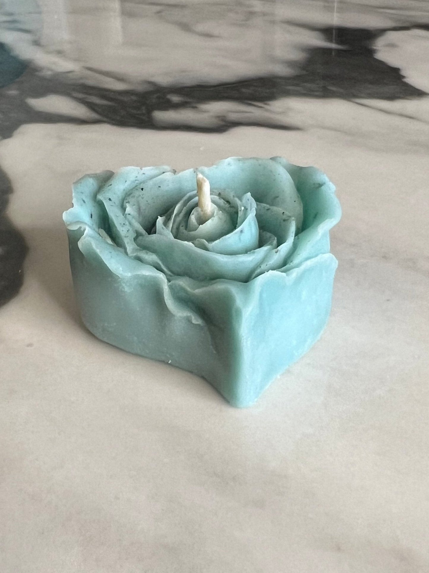 Beeswax Rose Heart Turquoise Candle-Cherry Blossom