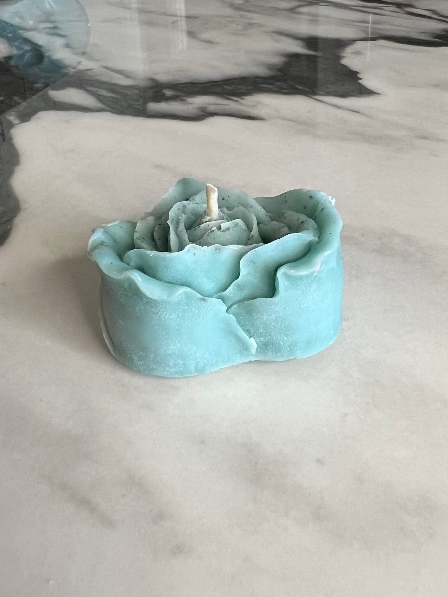 Beeswax Rose Heart Turquoise Candle-Cherry Blossom