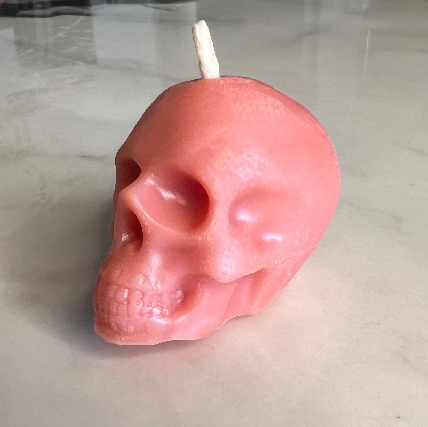 Beeswax Small Pink Skull Candle-Black Raspberry and Vanilla