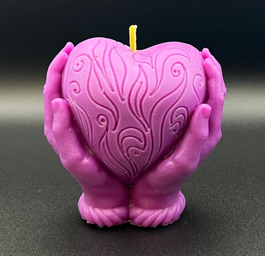 Beeswax Candle Heart and Hands-6oz. Love Spell