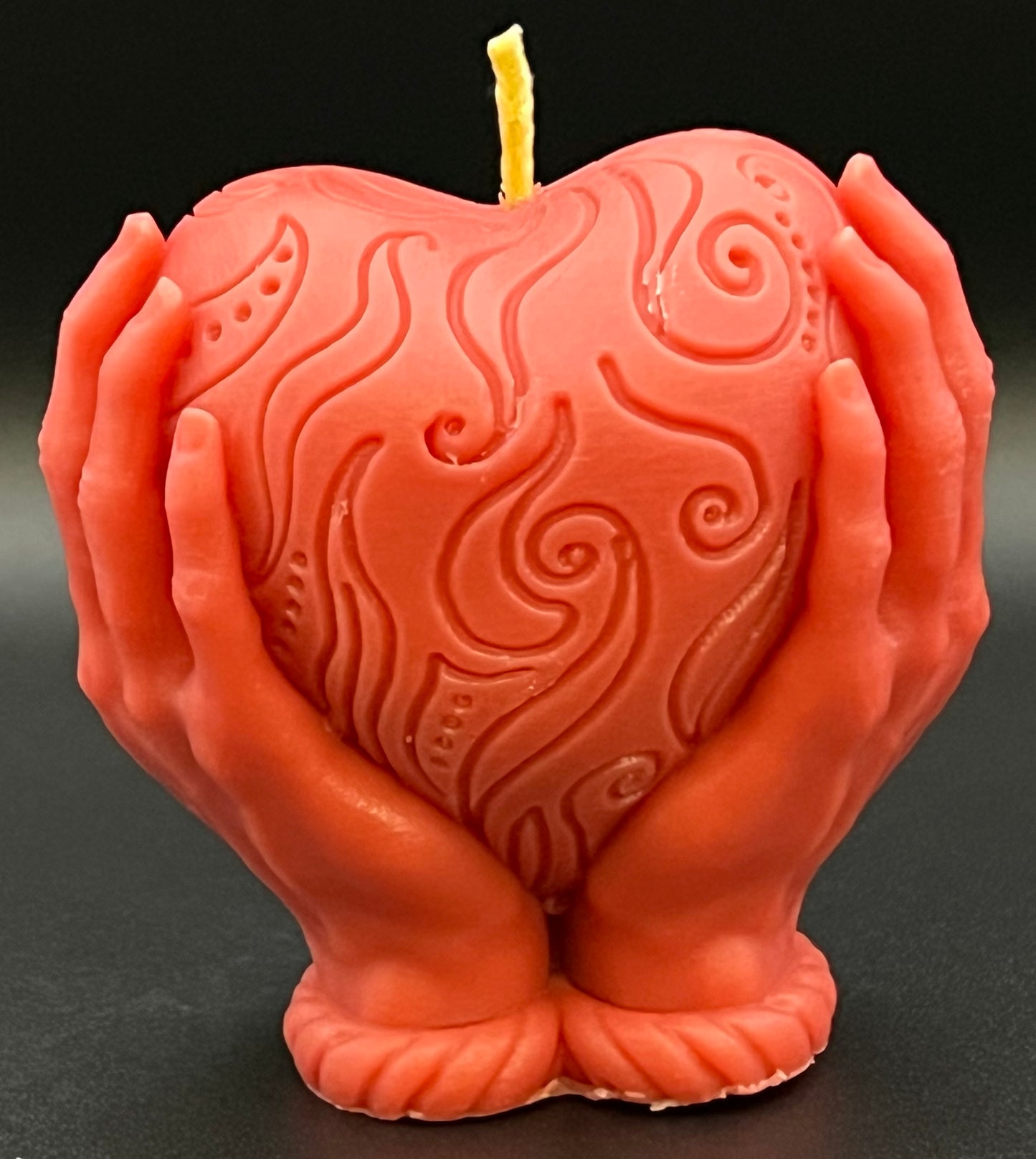 Beeswax Candle Heart and Hands-6oz. Fresh Cut Roses