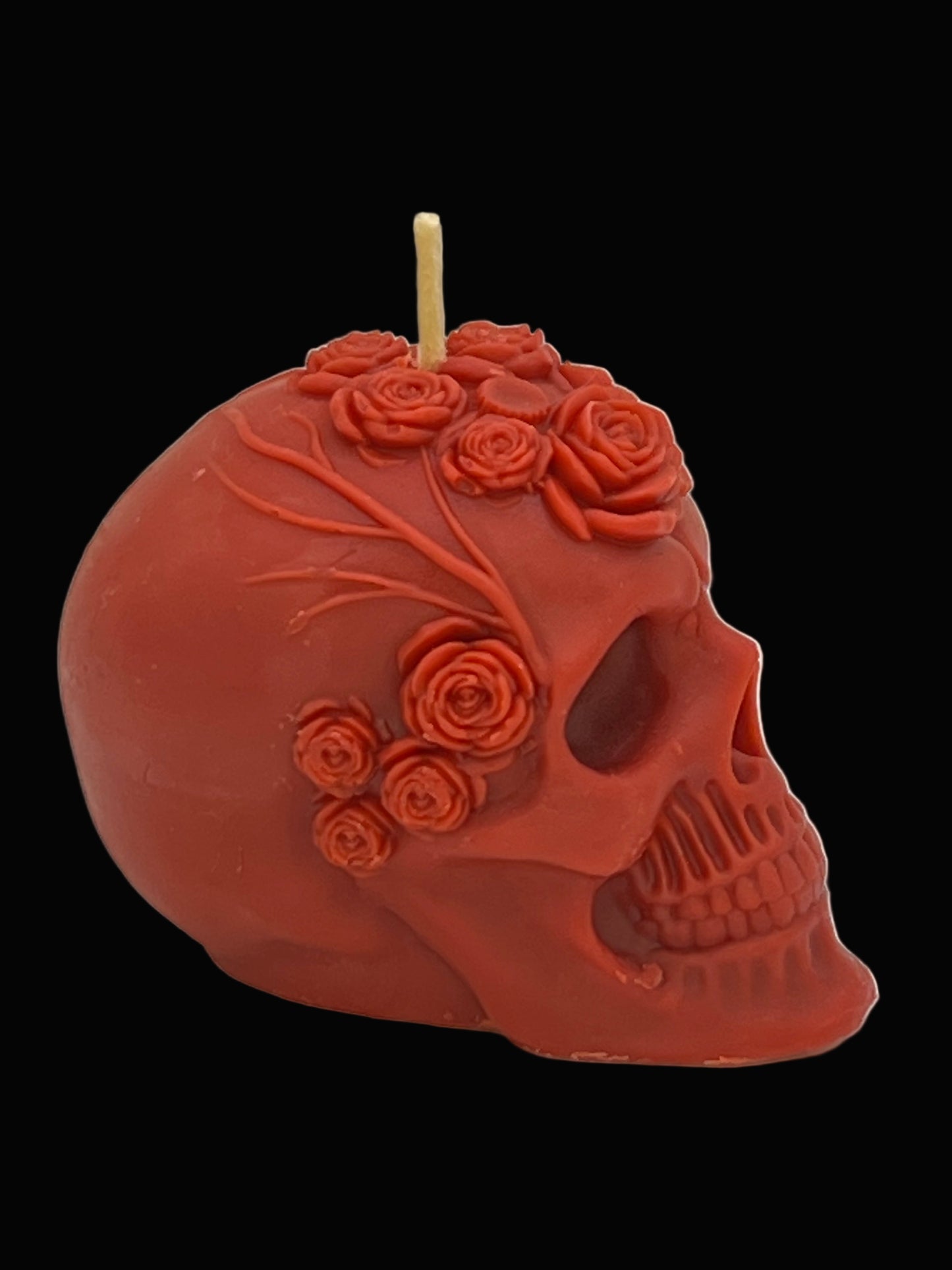 Beeswax Rose Skull Candle 1-Pumpkin Spice