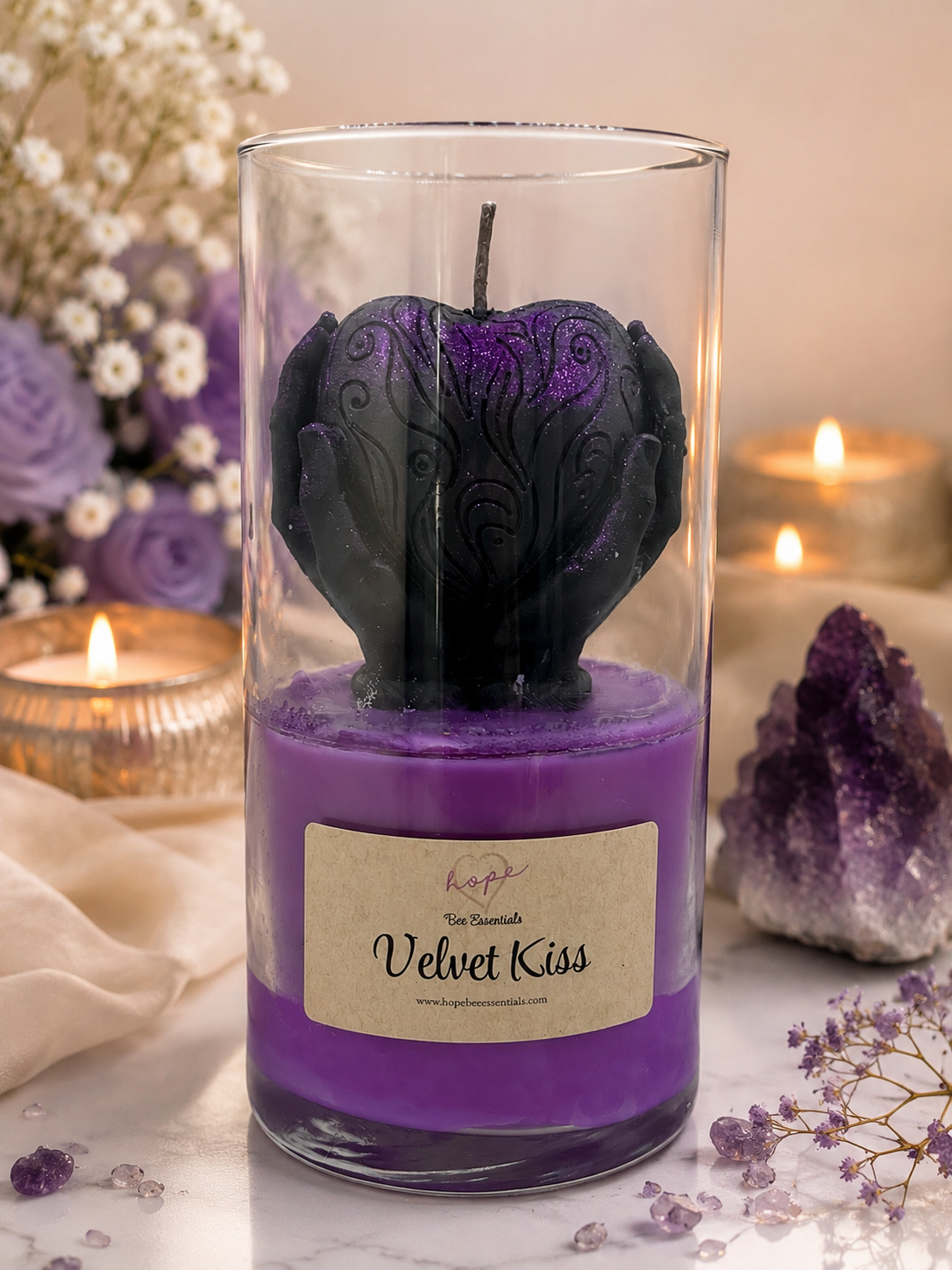 Velvet Kiss Enchanted Heart Candle
