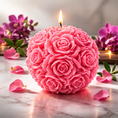 Beeswax Rose Ball Candle-Fresh Cut Roses
