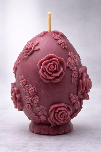 White Sage Bloom Floral Egg Candle – 5.6 oz Decorative Sculpted Candle