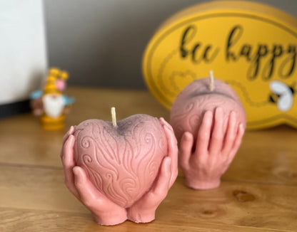 Beeswax Candle Heart and Hands-6oz. Lilac Blossom