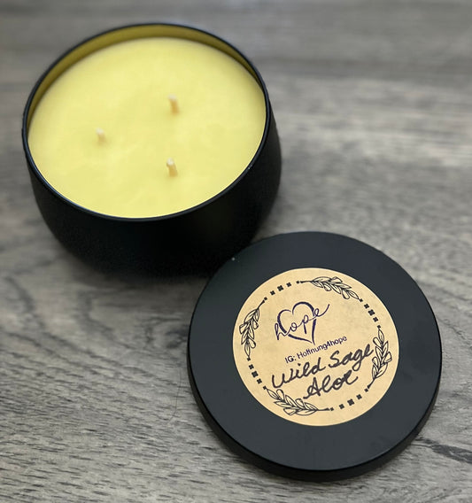 Beeswax Candle-8oz. Wild Sage & Aloe