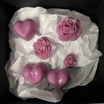 Organic Beeswax Lavender Wax Melts- Heart and Peony