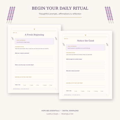 30-Day Self-Care Ritual Journal | Printable Mindfulness & Affirmation Workbook