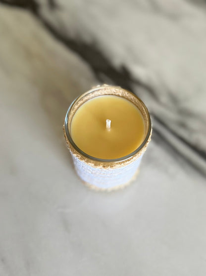 Beeswax Burlap-Lace Candle-Strawberry