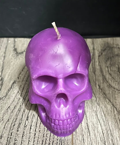 Beeswax Large Purple Skull Candle-Cherry Blossom