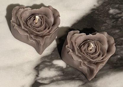 Beeswax Rose Heart Gray Candle-Pumpkin Spice