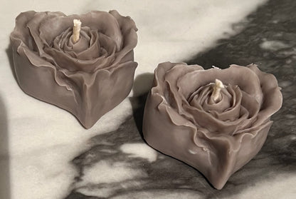 Beeswax Rose Heart Gray Candle-Pumpkin Spice
