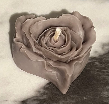 Beeswax Rose Heart Gray Candle-Pumpkin Spice