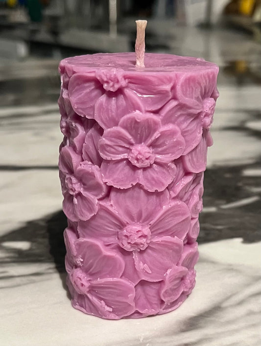 Beeswax Flower Pilar Candle-Lavender