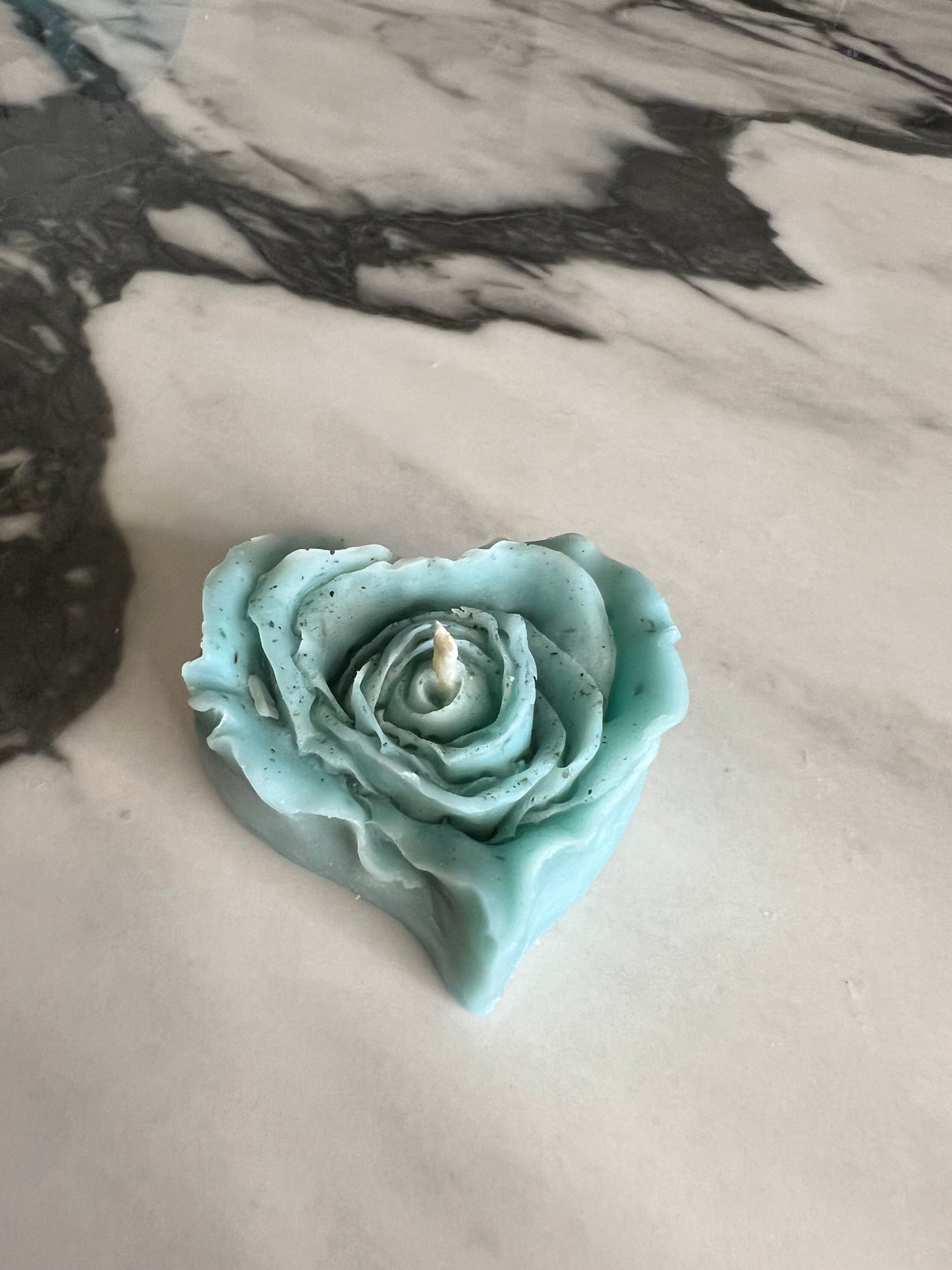 Beeswax Rose Heart Turquoise Candle-Cherry Blossom