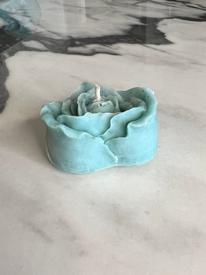 Beeswax Rose Heart Turquoise Candle-Cherry Blossom