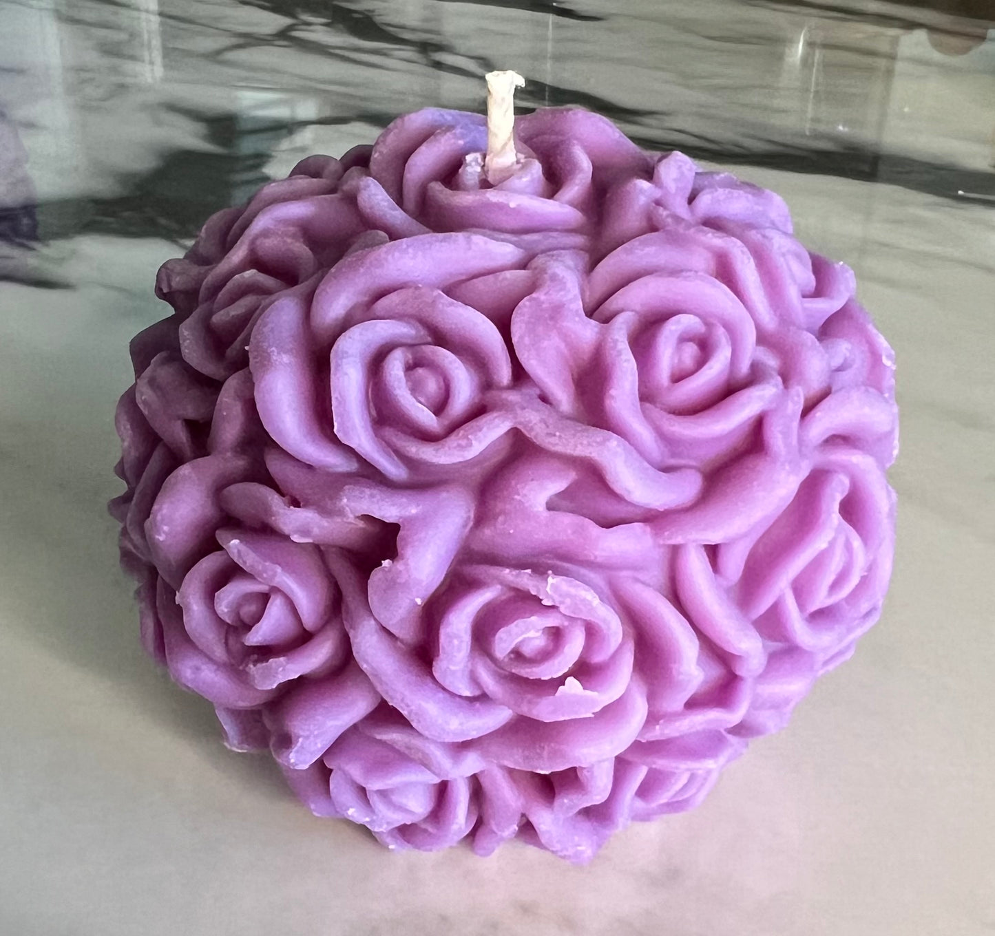 Beeswax Rose Ball Candle-Lavender