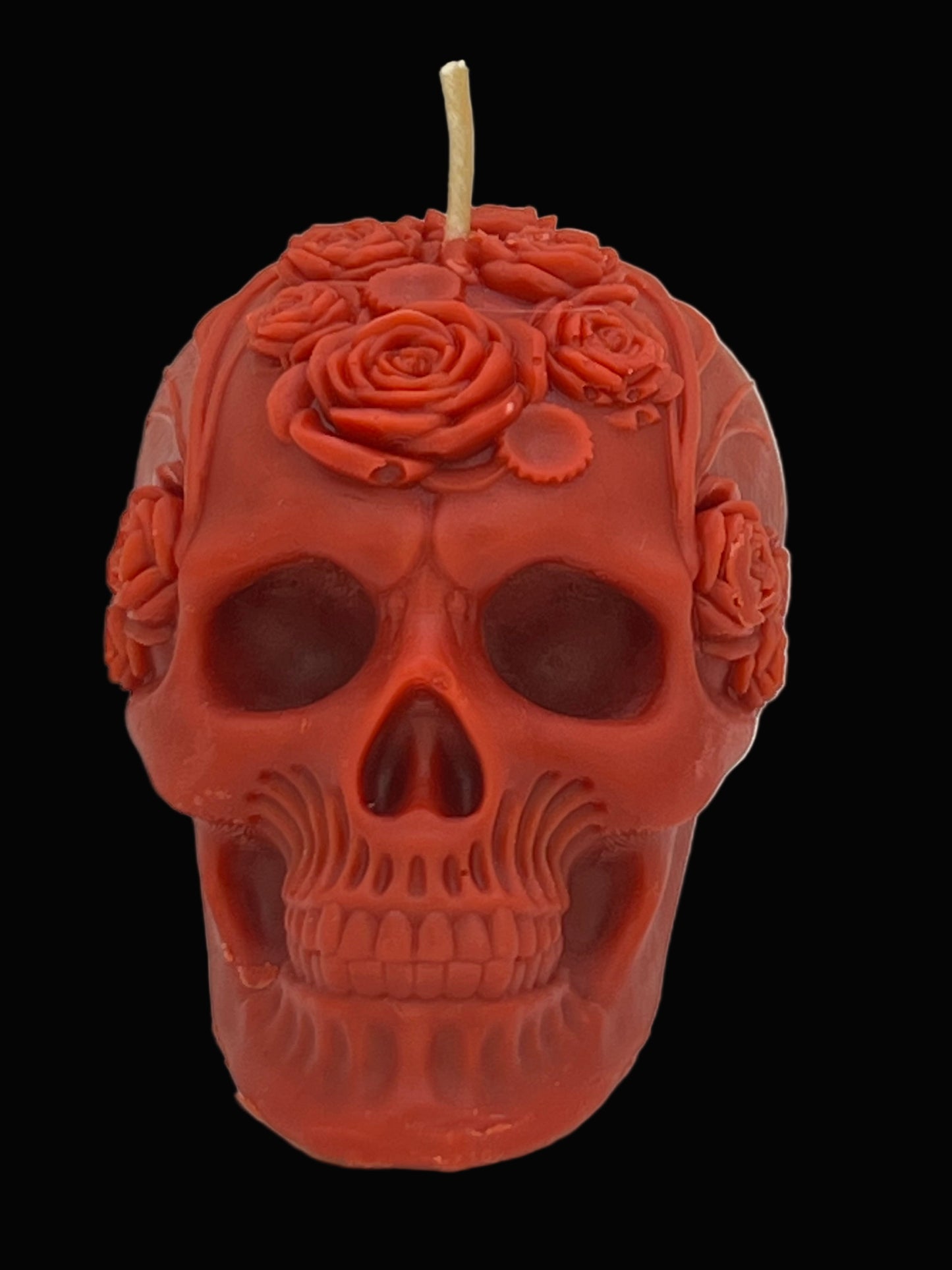 Beeswax-Coconut Oil Rose Skull Candle 2-Pumpkin Spice