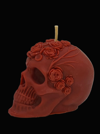 Beeswax-Coconut Oil Rose Skull Candle 2-Pumpkin Spice
